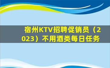 宿州KTV招聘促销员（2023）不用酒类每日任务